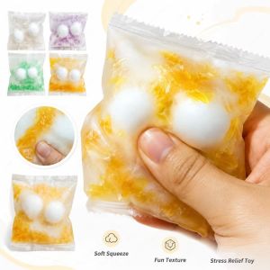 MODAQUICK Fruit Filled Crispy Handmade Ball Handmade Crunch Sound Sensory Dumpling Squishy Creative Candy Crispy Fidget Squeeze Bag Kids Adults