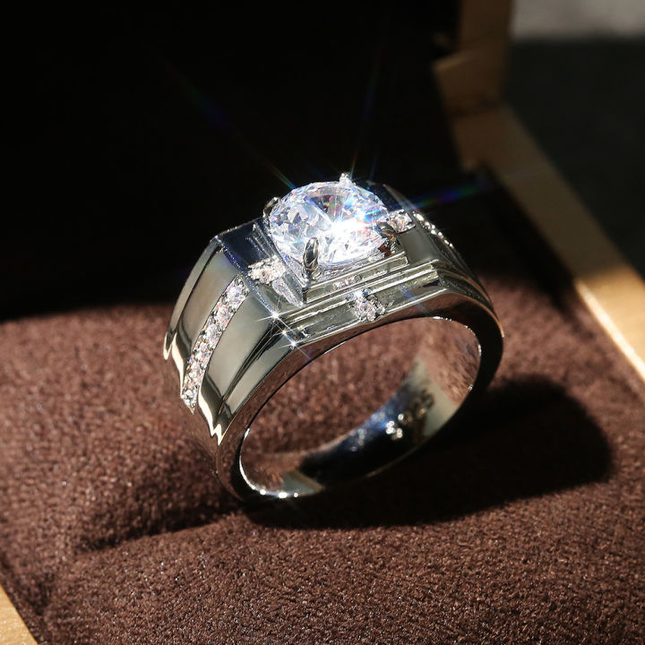 JWEGHL%20Man%20Plated%20-%20Sier%20Shiny%20Round%20Crystal%20Cubic%20Zircon%20Rings%20Business%20Finger%20Jewelry%20Unisex%20Wedding%20Band%20Ring%20-%20Image%202