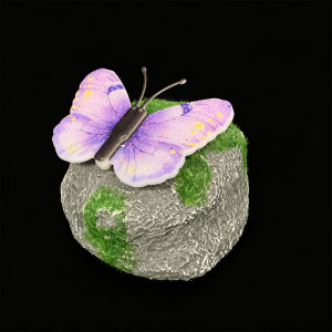 Solar Powered Garden Decoration Faux Stone Butterfly Light Waterproof LED Outdoor Landscape Lamp For Pathway Yard Patio Lawn Bed Ornaments Walkway Illumination