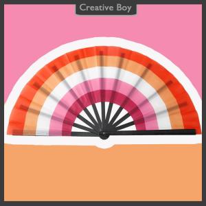 [Creative] Cầu Vồng Gấp Người Hâm Mộ Đồng Tính Nữ Trang Trí Gấp Người Hâm Mộ Lớn Cầm Tay Quạt Tre Gấp Fan Hâm Mộ Cho Nam Giới Phụ Nữ Đám Cưới Nhảy Múa G