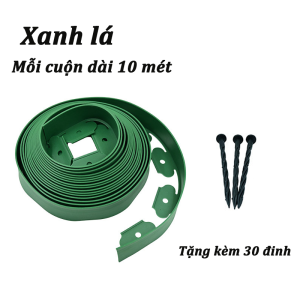 Viền cỏ chữ L nhựa PE dày - Ngăn rễ cây tràn phân cách bồn hoa & thảm cỏ - 1 cuộn 10m tặng 30 đinh cố định