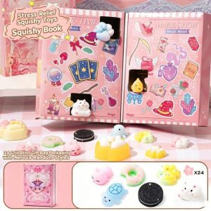 24PCS Cute Quishy Stress Relief Toy Blind Box Soft Silicone Slow Rebound Toys Kids Magic Book Gift