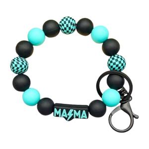 Practical Silicone Beads Key Holder Wristband Checkerboard Beaded Design Mom Bracelet Gift For Birthdays Christmas