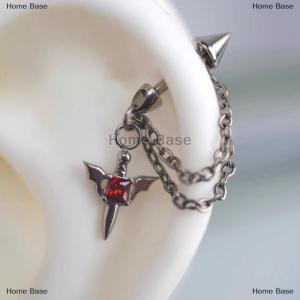 [COD] Home Base Red Zircon Wing Chain Earring For Women Men Gothic Color Ear Bone Nail Earring Y2K Jewelry Accessories
