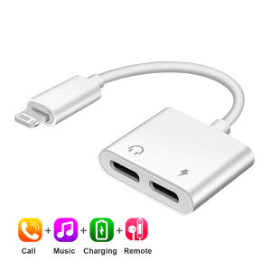 2 In 1 Audio Adapter For 11 12 Pro Max xXS Aux Jack Headset Lighting 3.5mm To Headphone Splitter Charging Earphone Cable