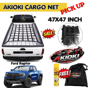 AKIOKI Pickup Cargo Net for FORD RAPTOR Heavy Duty 47x47 Inch Adjustable Truck Bed Cargo Holder Net With Bag