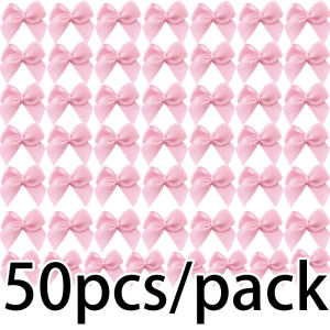 (50 Pcs) 2.5*2.5cm Colourful Ribbon Bows Small Size Polyester Satin Ribbon Bow Flower Craft Decoration DIY Hair Accessories