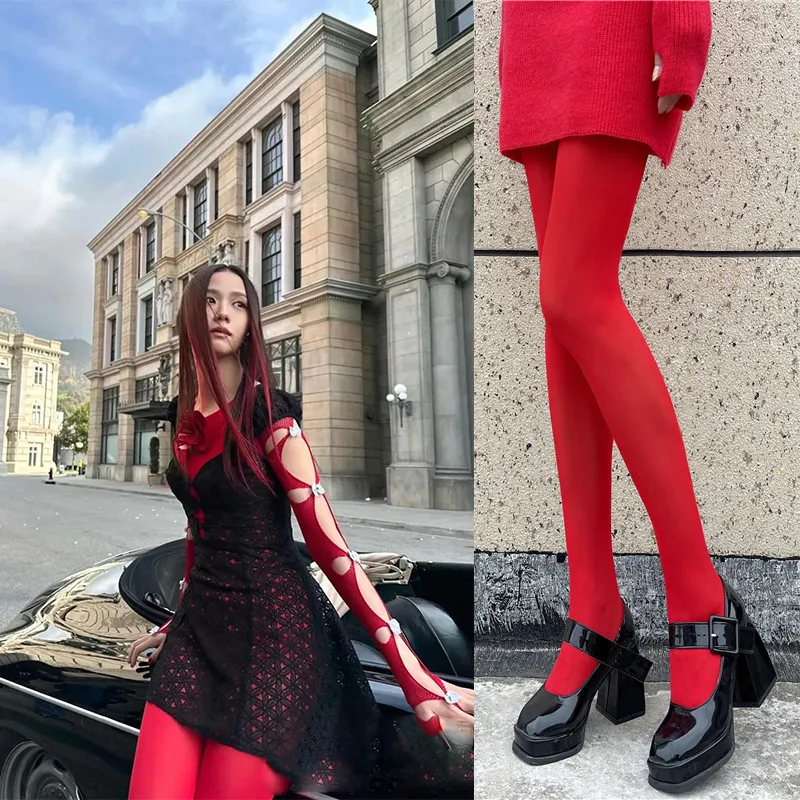 BLACKPINK JISOO Flower Solo Dancing Thin Velvet Red Stockings Tights Lolita  Women Long Stockings Pantyhose Girl Cosplay Kawaii Tights Lace Leggings