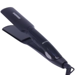 Gemei เครื่องหนีบผมตรง แผ่นทัวร์มาลีนเคลือบเซรามิก นาโนซิลเวอร์ GM-428 ร้อนเร็ว กำลังไฟ 58 วัตต์ ปรับอุณหภูมิได้ 150 ถึง 230 องศา สวิตซ์เปิด-ปิดแบบกด หน้าจอ LCD ดิจิตอล แผ่นความร้อนแบบยืดหยุ่น ไม่กินเส้นผม สายไฟใหญ่ยาว ปลั๊กขากลม - สีดำ
