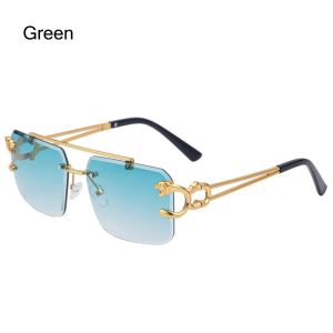 1 x Sunglasses Retro Cheetah Decoration Rimless Sunglasses for Women Men Metal Steampunk Sun Glasses Frameless Fashion Shades UV400 Eyewear