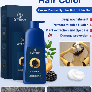 500ML Caviar Protein Hair Dye Covering Gray Hair Long-lasting Color Fixation Natural Mild Black Dye Shampoo