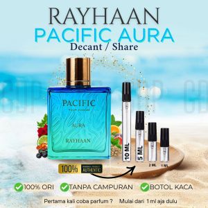 Decant Rayhaan Pacific Aura Tropical Vibe Ocean Rush Original Share In Jar / Travel Size Menggunakan Botol Spray Kaca
