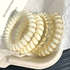 4 Pcs Hair Ties No Damage Thick High Elasticity Colorful Spiral Hair Ties Student Girl Accessories Pengikat Rambut 电线发圈