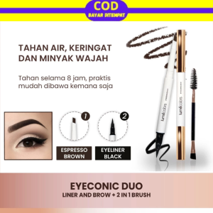 Pensil Alis Anti Air Tahan Lama Lumecolors Eyeconic Duo Liner and Brow 2 in 1 With Brush