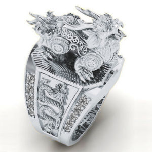 Nhẫn nam đính đá hình kỳ lân không bay màu đẳng cấp