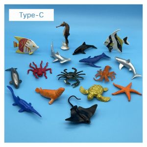 Animal Figure Set 16Pcs Karet Kecil Mainan Hewan Montessori Animal Figurine Animal Laut / Hewan Liar / Dinosaurus