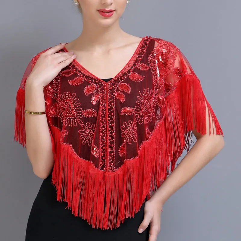 blouses women new style 2023 Summer Sequins Tassels Women Blouse Shirt  Harajuku Casual Cape Ladies Tops Camiseta Mujer Poncho Shirts Woman Clothes  Blusas