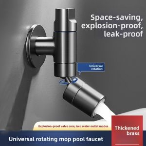 MNTT Brass Material Mop Pool Tap Splashproof Design Rotation Function Bib Faucet Mini Wall Mounted Mini Wash Basin Tap Bathroom Use