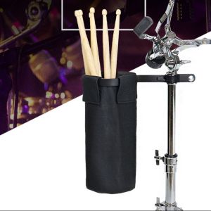 SIDSI ไม้ตีกลอง กระเป๋าหลอดไม้ตีกลอง คลิปโลหะแบบหนีบ ผ้าอ๊อกซ์ฟอร์ด ถุงเก็บไม้ตีกลอง อเนกประสงค์อเนกประสงค์ สีดำสีดำ ถังกลองความจุขนาดใหญ่ เพอร์คัชชัน