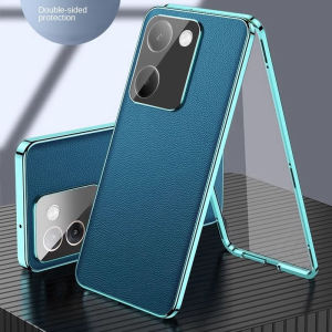 360°Full Protection Metal Magnetic Snap Lock Glass Phone Case For VIVO T2 Pro 5G T2X T3X T3 Lite T3 Ultra Covers Camera Lens Protect Leather Back Cover Cases
