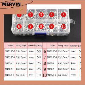 [MERVIN]💖[HOT SALE]🎈🎈 320Pcs Box 10 In 1 Terminals Non-Insulated Ring Fork U-type Brass Terminals kit