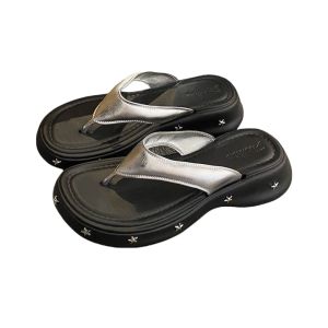 HI BRO Toe Spring Platform Flip Flops Soft Y2K Beach Slippers Women Fashion EVA Wedges Sandals Women