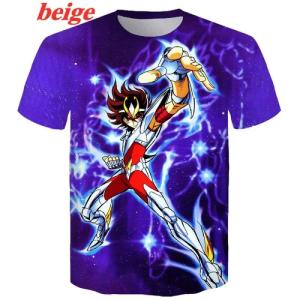 2024 Summer Mens and Womenss Casual Harajuku Short Sleeve  Fashion Anime Saint Seiya 3D Print T-shirt Tops Christmas