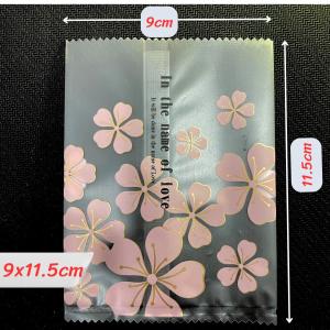 Set 100 túi đựng trà hoa bánh kẹo hàn miệng 9x11.5cm Họa tiết hoa đào