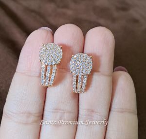 Anting Berlian Premium Diva Mewah Titanium Emas 22K