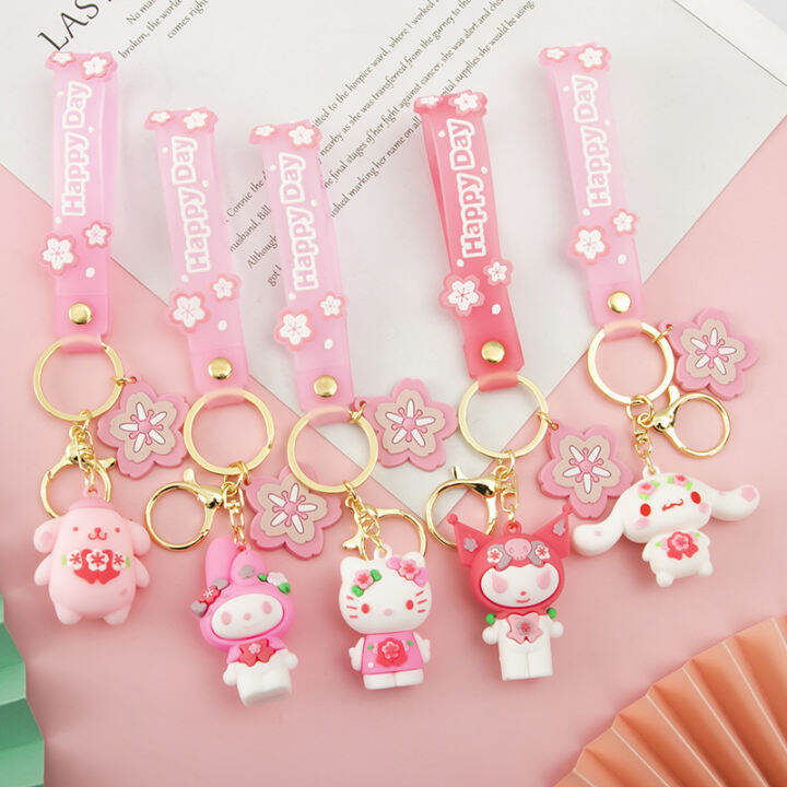 Sanrio Sakura Keychain Kawaii Hello Kitty Keychain Pink Kuromi Melody ...