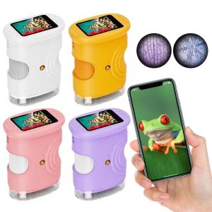 ZHONGMEET 2 Inch IPS Screen Handheld Digital Microscope HD Portable Pocket Microscope Magnifier Rechargeable Kids Microscope Scientific Experiment