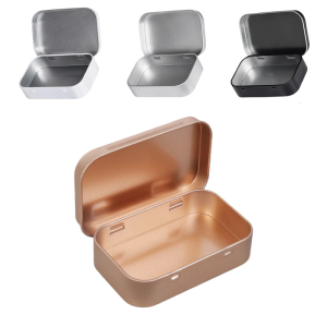 2 Pack Sturdy Iron Storage Boxes Flips Top Closure Sturdy Tin Containers for Multipurpose Use