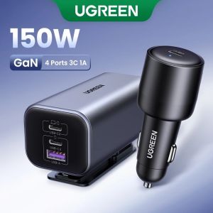 Tẩu Sạc Nhanh Ô Tô Ugreen Nexode EC706 - 150W - PD 3.1 140W - GaN - 4 Cổng Sạc - Tặng Dây Sạc