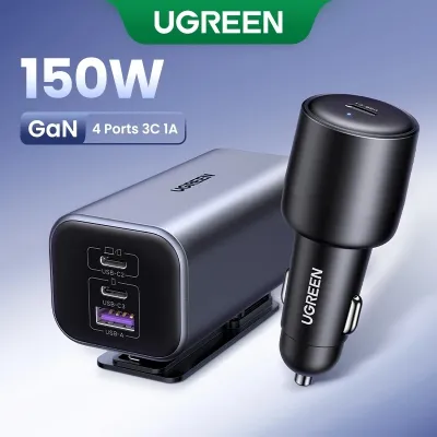 Tẩu Sạc Nhanh Ô Tô Ugreen Nexode EC706 - 150W - PD 3.1 140W - GaN - 4 Cổng Sạc - Tặng Dây Sạc