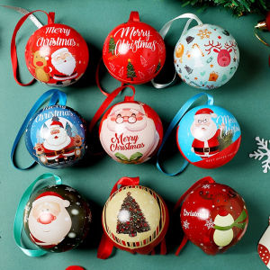 Christmas Tinplate Candy Ball Box – Hanging Xmas Tree Ornaments Gift Box for Cookies Chocolates & Treats Holiday Gifts