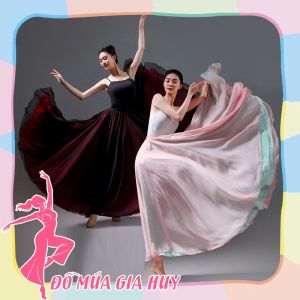 Váy múa cổ trang váy múa 720 độ 2 lớp khác màu cao cấp MQ27