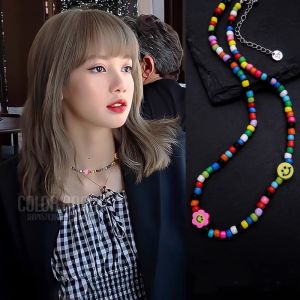 สร้อยคอลูกปัดสีรุ้งสร้อยคอยิ้ม รุ่นฮิตมากๆสไตล์BLACK PINK