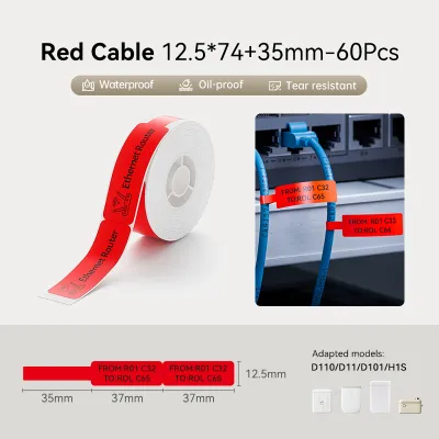 【Cable Label】NIIMBOT D11/D110/D101 Cable Label Sticker Waterproof Oil Proof No Glue Residue Communication Fiber Wire Tags Thermal Label Paper