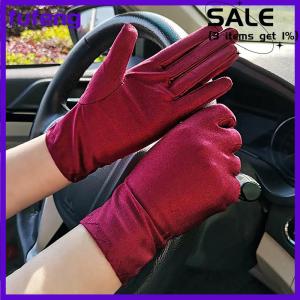 fufeng Woman Gloves For Summer Sunscreen Driving Gloves Female Thin Cotton Sweet Solid Color Non-Slip Touchscreen Breathable
