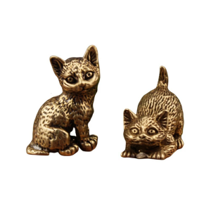 Thu nhỏ đồng thau mèo bức tượng cổ điển Antique Kitten điêu khắc decors bàn bày hàng lên giá cho Kitten những người đam mê