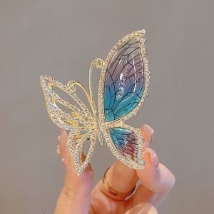 HEALMEYOU Hợp thời trang Sơn Sang trọng Đầu Kim loại Cô Gái Barrettes Tinh tế Nữ Tính khí Bướm Tóc Móng Vuốt Tóc Tóc Phụ Kiện Tinh tế Kẹp Tóc Tóc Clip