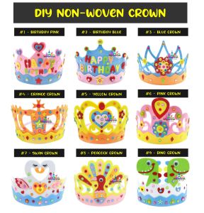Mahkota Hari Lahir DIY Non-Woven Kids DIY Non Woven Birthday Crown Birthday Party gift 儿童不织布生日皇冠