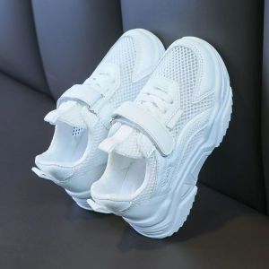 Sneakers For Kids Laces Mesh Rubber Shoes For Children Breathable White Casual Sports Shoes For Girl