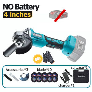4 -inch Angle Grinder Cordless Brushless 28500rpm Rechargeable Lithium Battery 21V Portable Polishing Grinder Metal Cutting for Makita Battery Gift ten pieces of blades Toolbox 无线角磨机