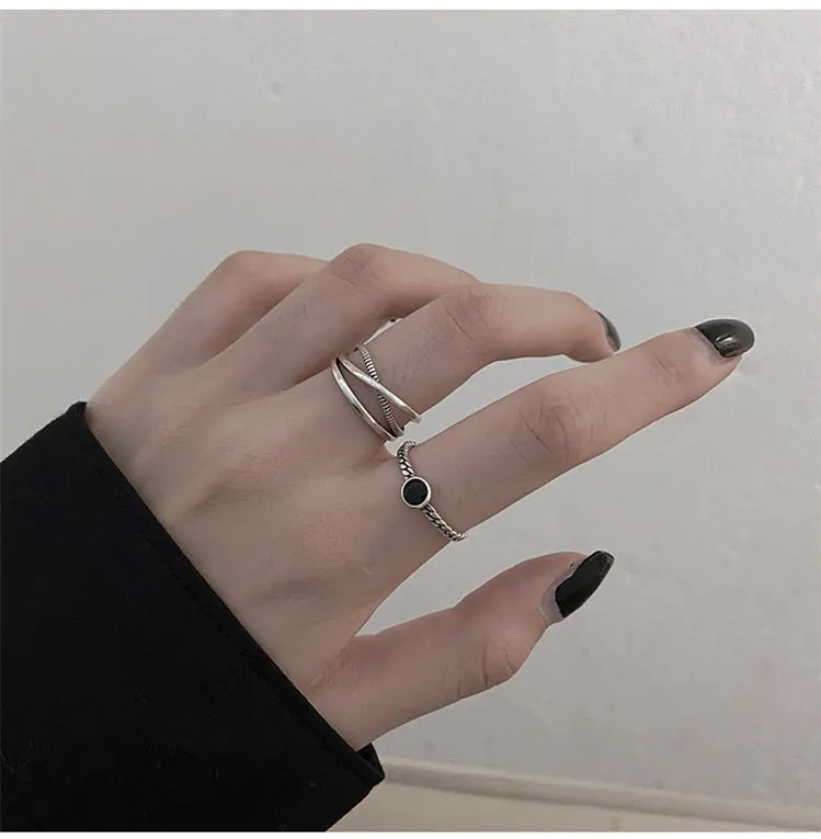 IFK153 925 sterling silver ring female fashion personality ins popular Net  red retro minority design simple opening index finger ring