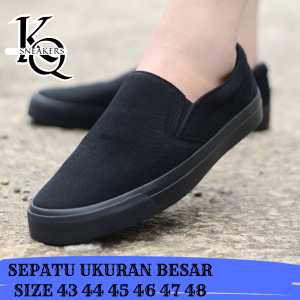 Black Hidden - Sepatu Slip-on Casual Loafers Pria Big Size Ukuran Besar / Sepatu Sekolah Warna Hitam / Sepatu Ukuran 45 46 47