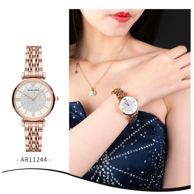 Emporio Armani Watch Women s All Sky Star Series Quartz Fashion Diamonds Women s Watch Rose Gold Gift for Girlfriend AR11244 Lazada Singapore