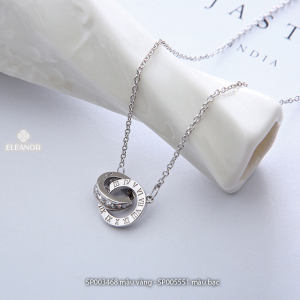 Dây chuyền nữ titan Eleanor Accessories vòng cố hình tròn đôi đính đá khắc số la mã phụ kiện trang sức 3468
