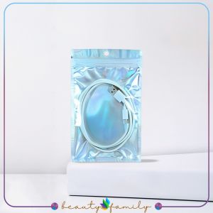 BF-C1104 Plastik Klip Hologram Flat Packaging Bungkus Makanan Bumbu Plastik / Ziplock Hologram Foil