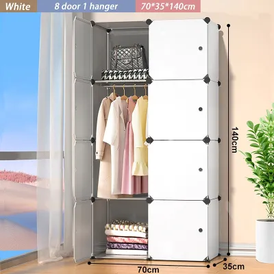 LifeStow Wardrobe Simple Cloth Wardrobe Home Bedroom Clothes Hanging Wardrobe Assembly Storage Cabinet Home Modern Simple Dustproof Strong and Durable Fabric Hanging Wardrobe Easy to assemble